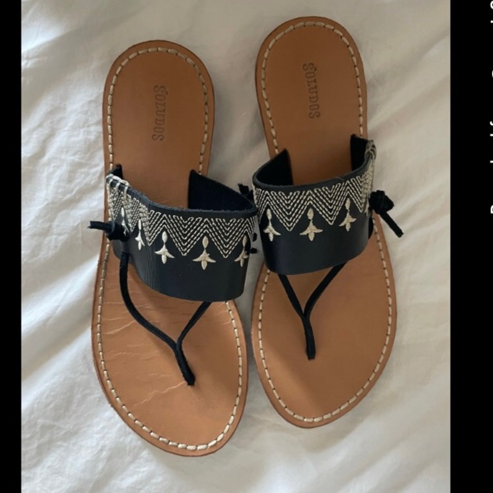 Soludos Embroidered Black Sandals